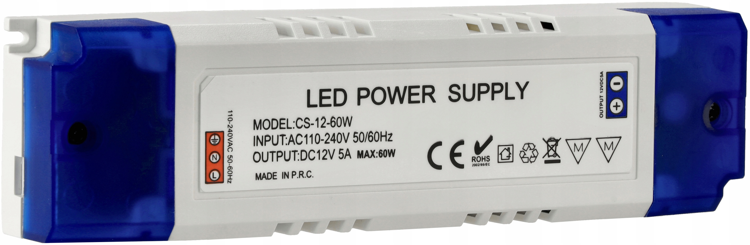 ZASILACZ LED 12V MEBLOWY 5A 60W DO TAŚMA TAŚMY LED Transformator Napięcie wyjściowe 12 V