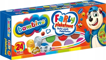 FARBY PLAKATOWE SZKOLNE BAMBINO 24 KOLORY X 10 ML