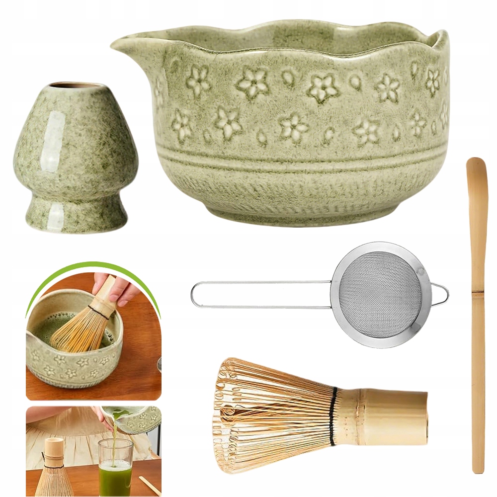Sada na čaj Matcha Bambusový nástroj Matcha s metličkou/lžičkou