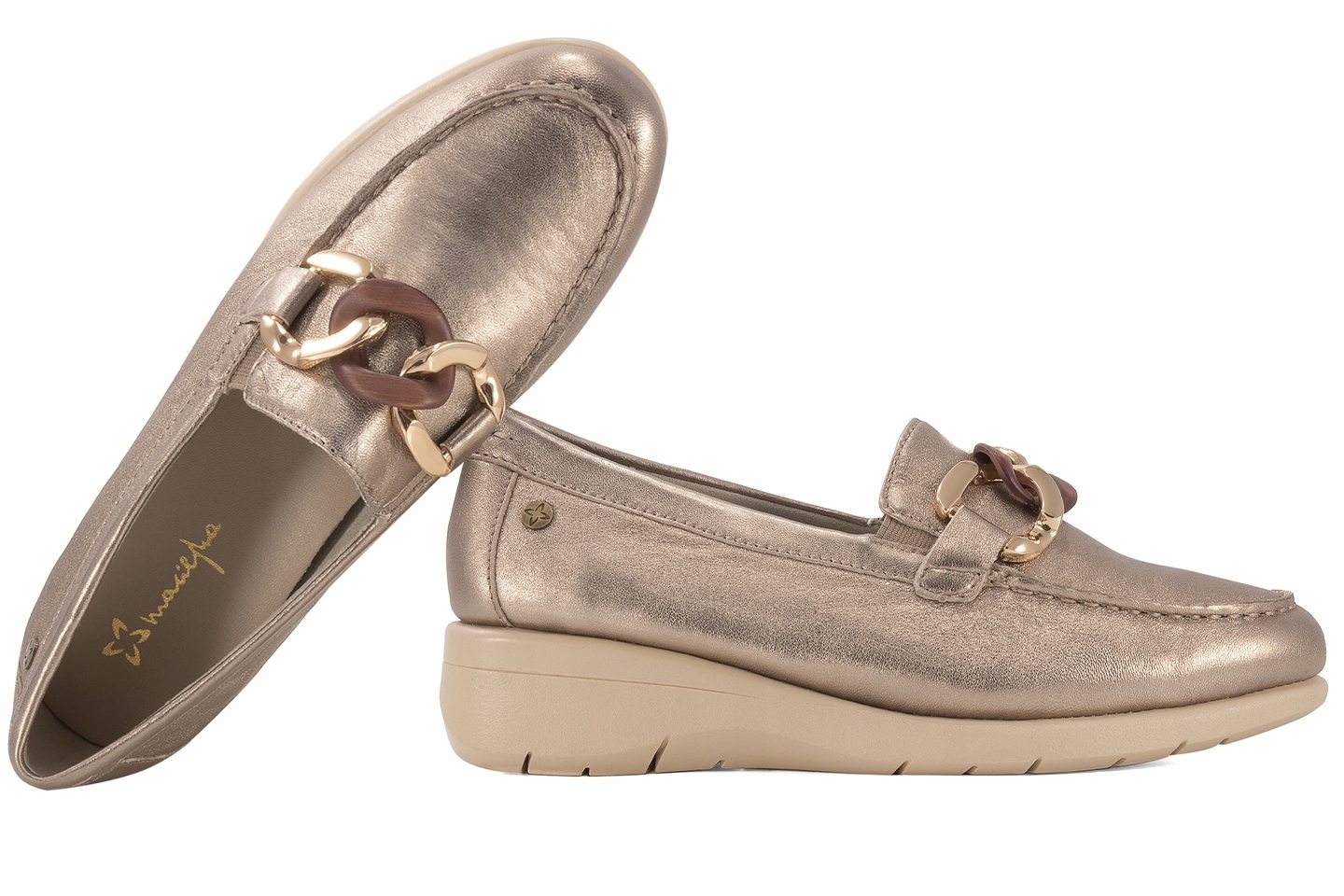 Maciejka P6507-25 Dámské Polobotky Mokasíny Na Koturně, zlaté