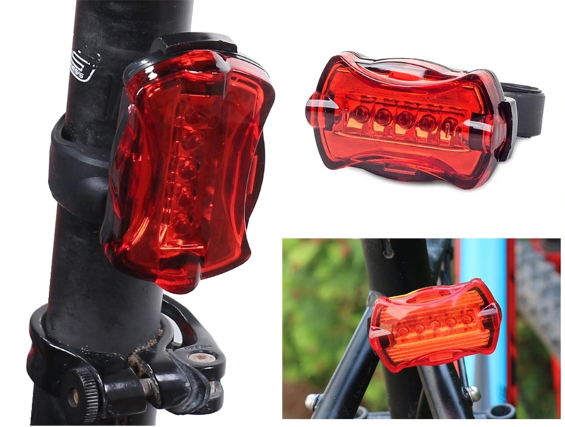 Lampka Tylna Rowerowa Na Bateria 5 Led 7 Funkcji