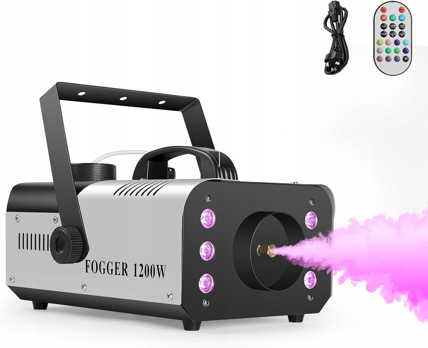 WYTWORNICA DYMU FOGGER 1200W RGB PILOT WESELE HALLOWEEN DO GĘSTEJ MGŁY