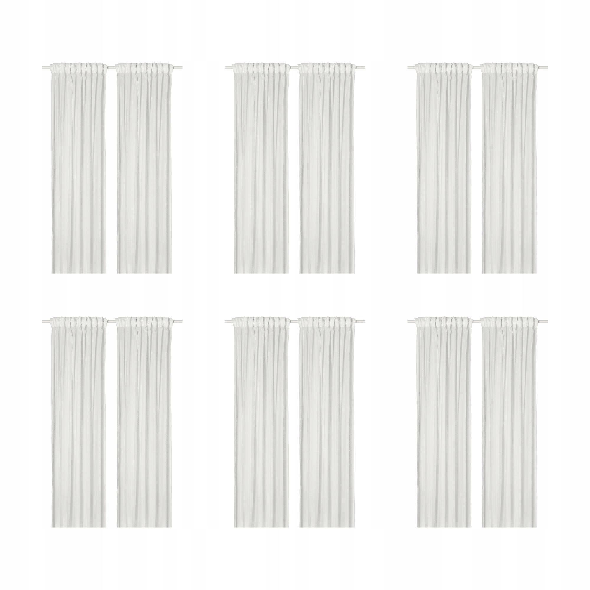 6 ks Matilda Záclony bílá/na pásku 145 x 250 cm