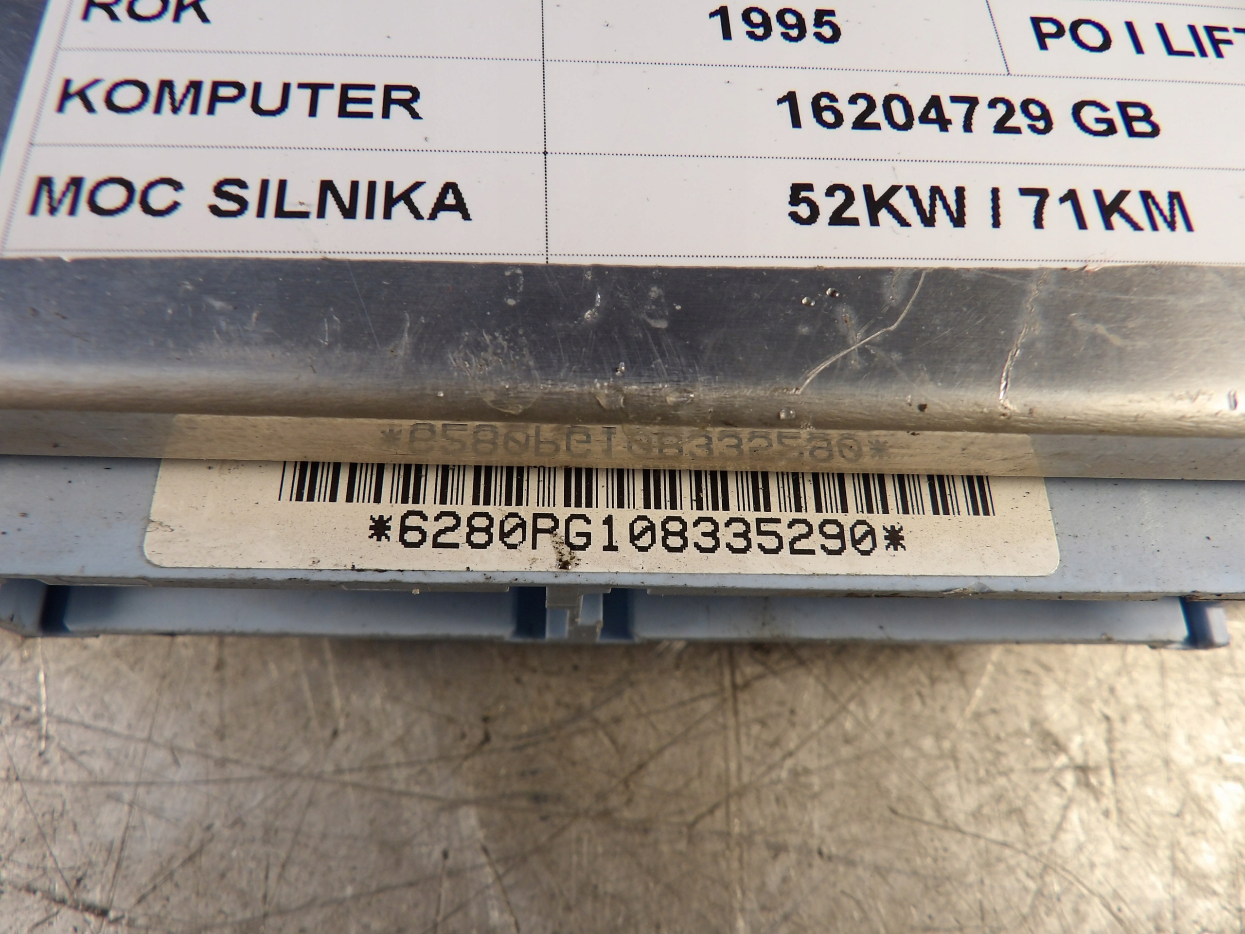 COMPUTER OPEL ASTRA F 16204729 BPKL D95006