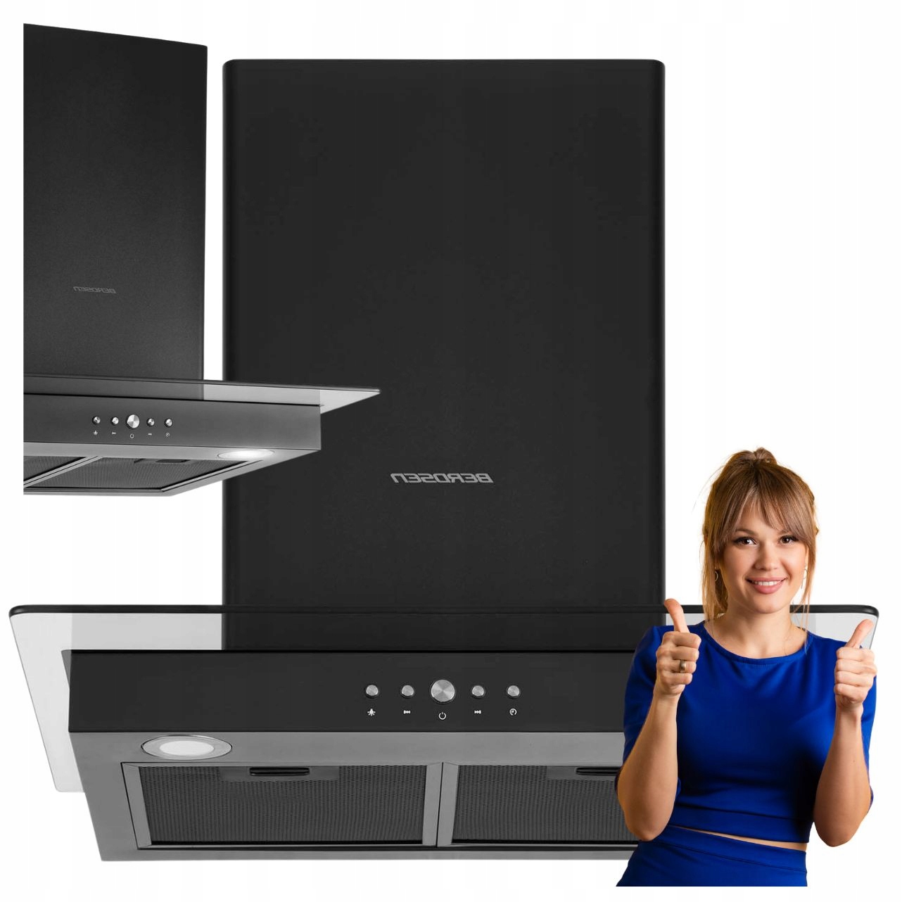 Okap Kuchenny 60cm Kominowy Led Rura Nowoczesny Do Kuchni Wydajny