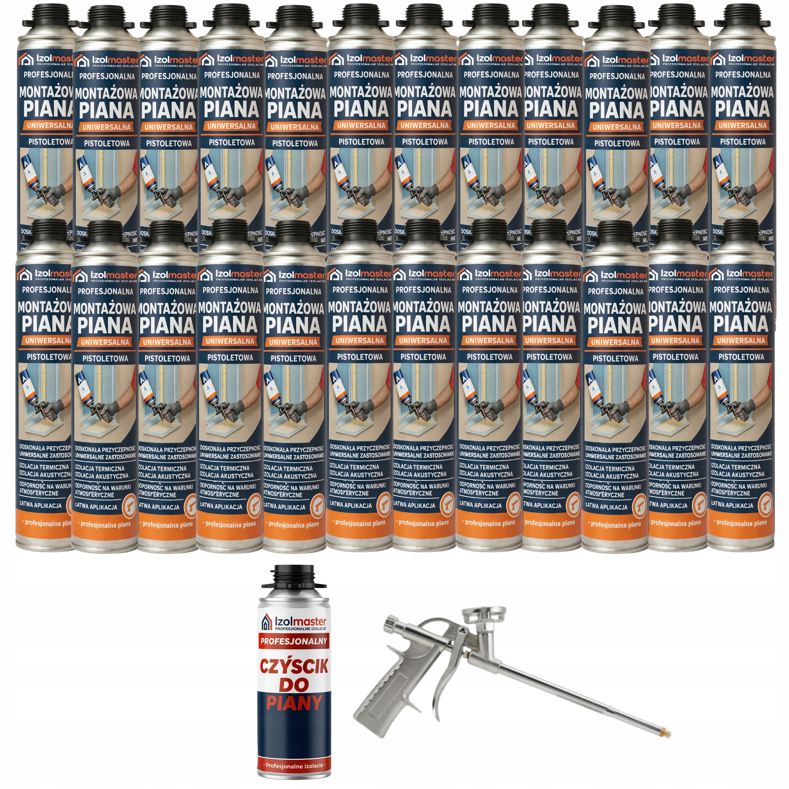 Montážna pištoľová pena Pena Univerzálna 750 ml Pu Pištoľ Čistič