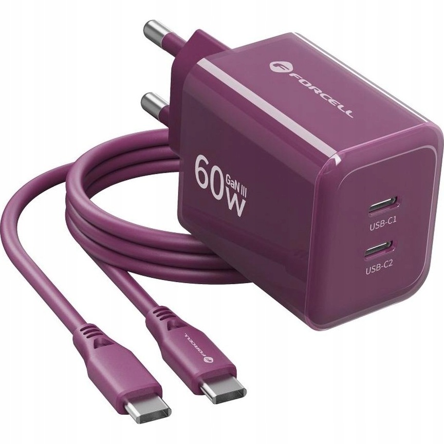 Síťová nabíječka Forcell pro telefon, notebook 60W Usb-c GaN výkonná Pd Sfc
