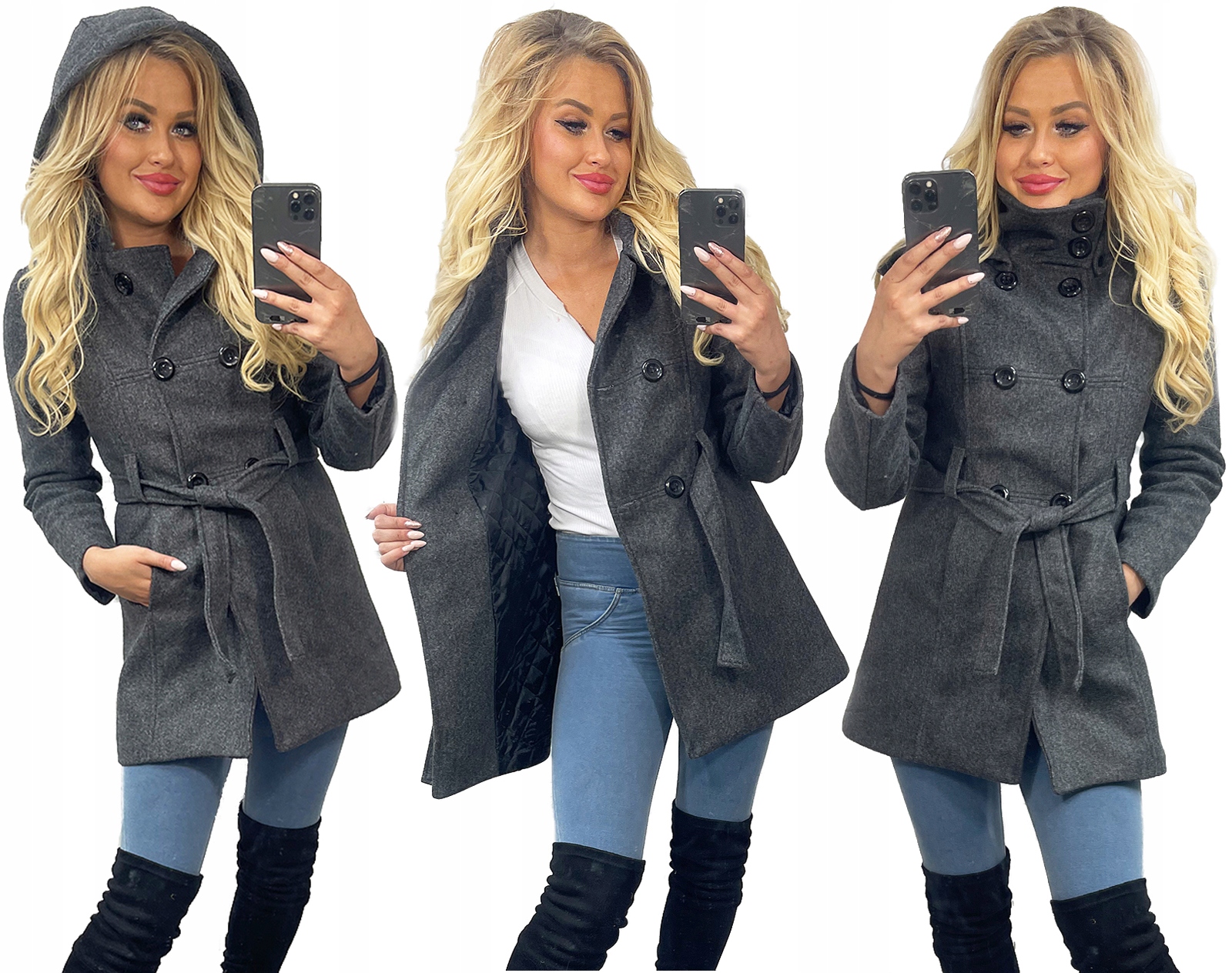 

Klasyczny Płaszcz Z Paskiem Z Kapturem_kolory_xl