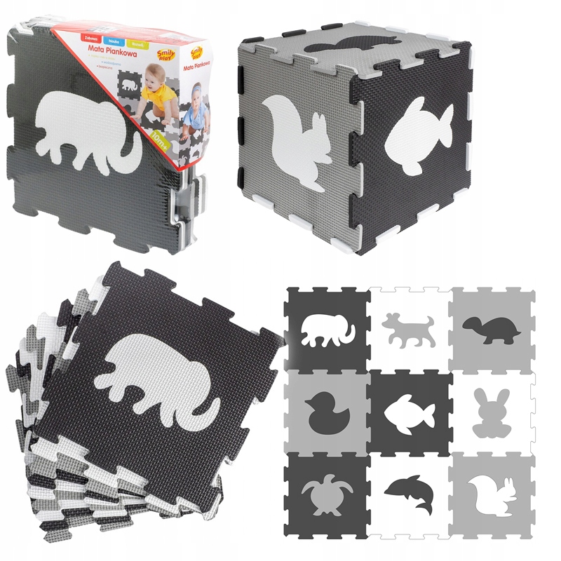 

Mata Puzzle Piankowe duże biało czarne zwierzątka
