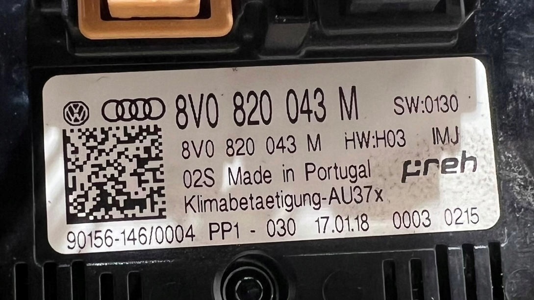 control panel NAWIEWEM KLIMATYZACJA switch AUDI A3 8V