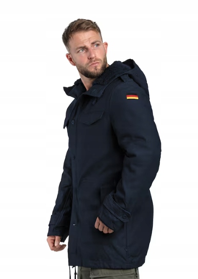 Brandit Tmavě Modrá Parka S Kapucí A Nášivkou Na Rukávu 54 6BA