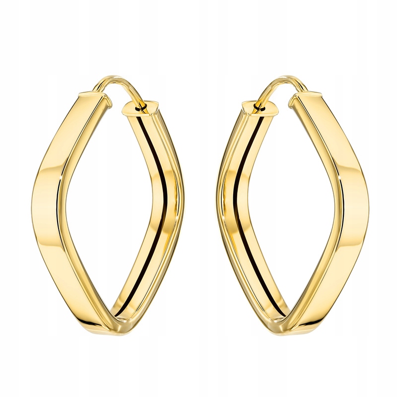 Zlaté Dámské Náušnice s Anglickým Zapínáním Ryzost 585 Geometrické Kosočtverce 14k