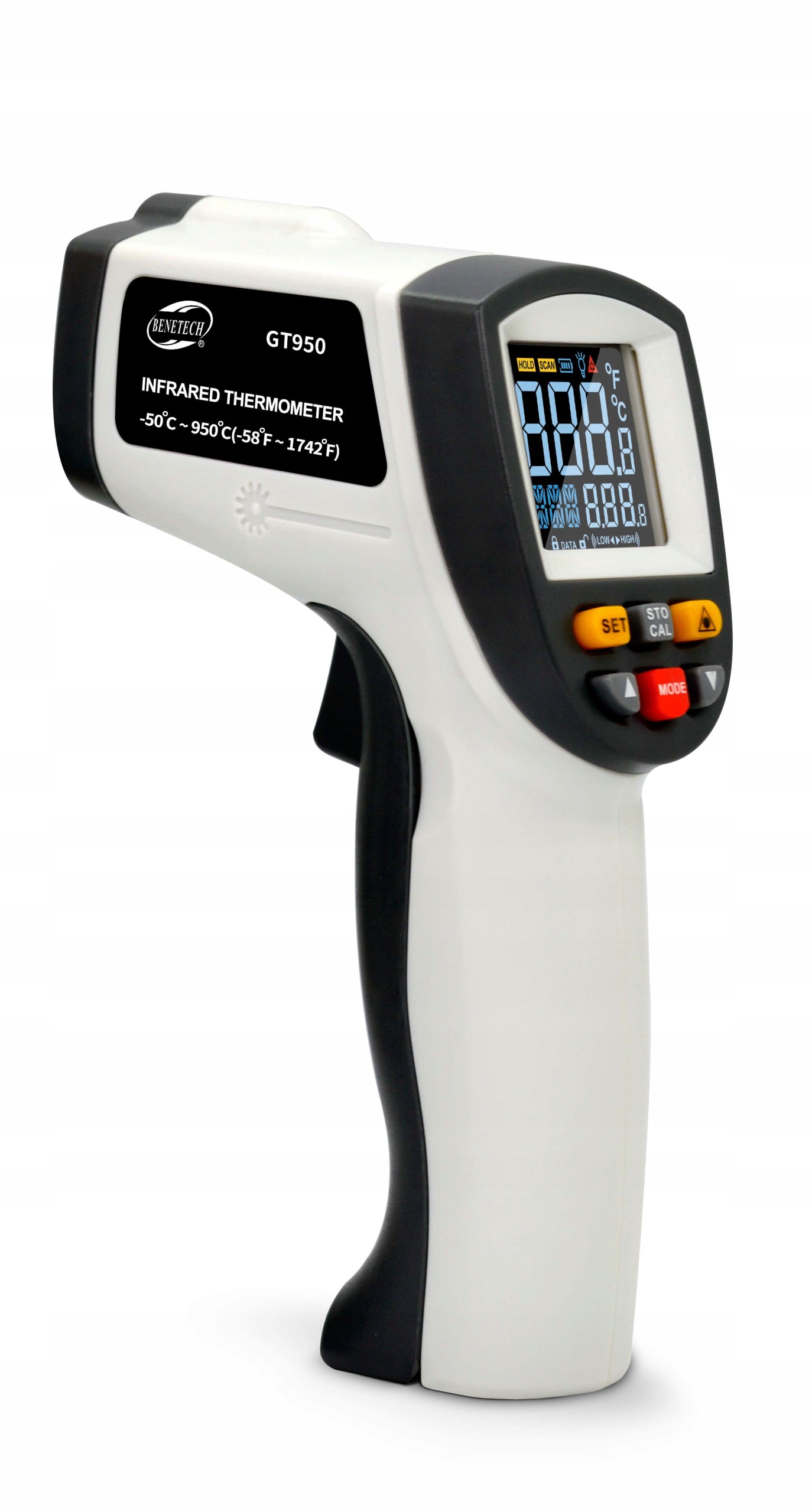 PIROMETR TERMOMETR LASEROWY BEZDOTYKOWY NA PODCZERWIEŃ EMISYJNOŚĆ -50 +950° Marka Benetech