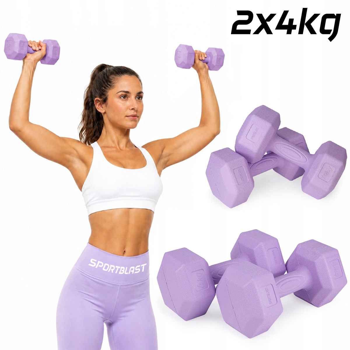 Hantle 2x4kg hantelki Ciężarki Zestaw Hantli Bitumiczne do ćwiczeń 8kg