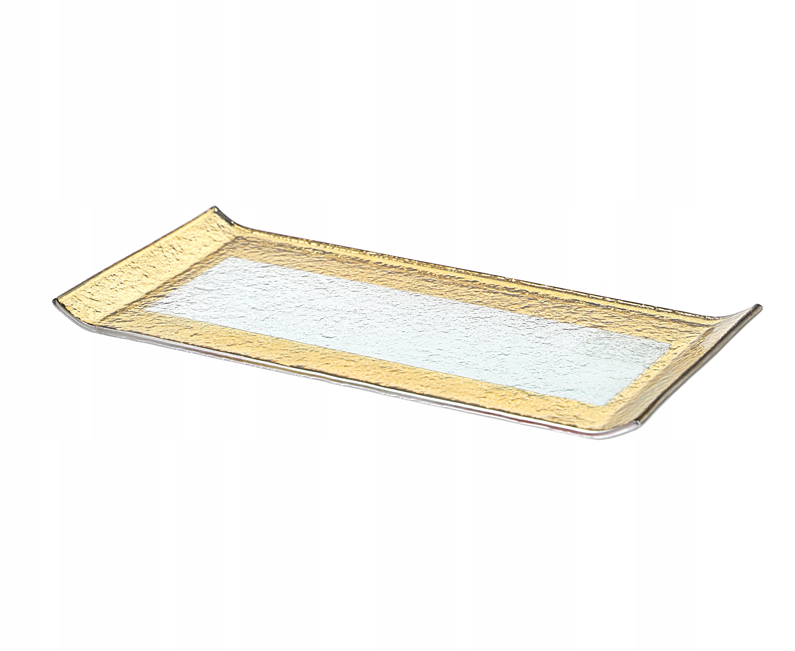 

Złota patera podstawka szklana na świecę 31x14cm