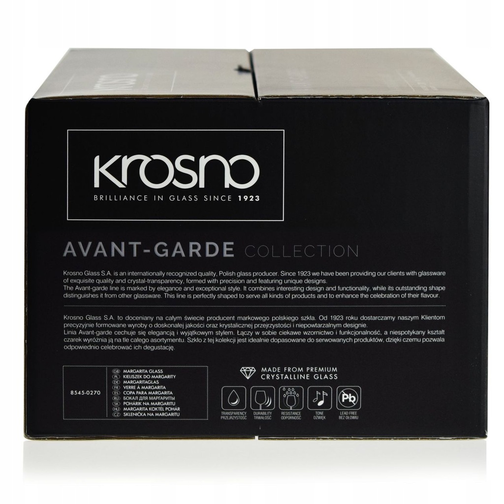 Kieliszki koktajlowe margarity martini KROSNO Avant-Garde / Mixology 270ml Liczba sztuk w zestawie 6