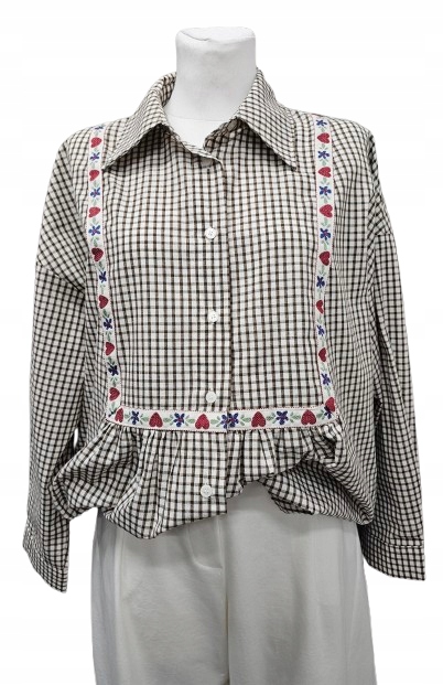 Bavlněná Kostkovaná Košile S Výšivkou Styl Cottagecore & Vintage Wiya-italia