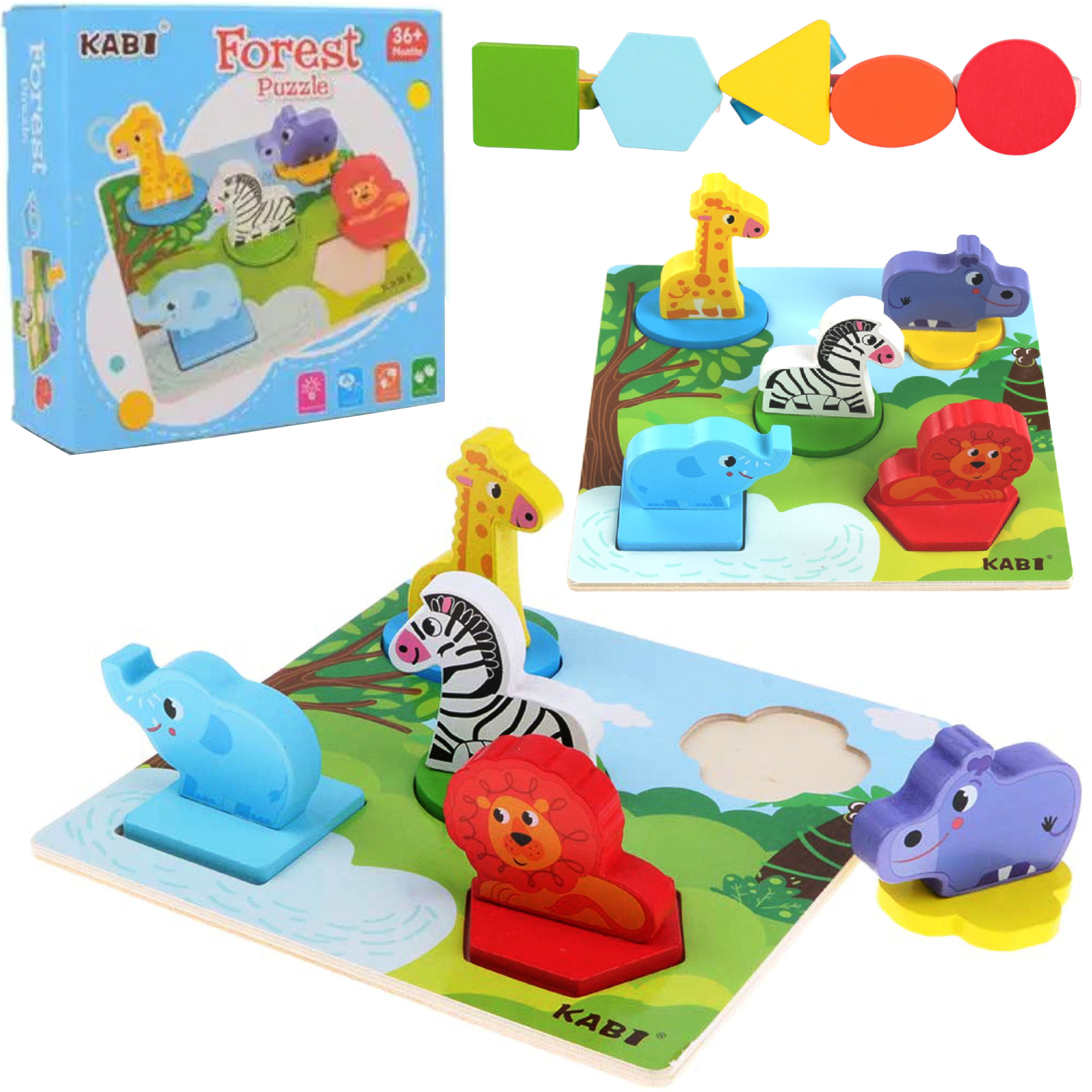 Edukacyjne drewniane puzzle safari klocki 0057