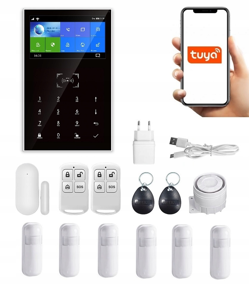 Bezdrôtový LCD Alarm 4.3" Gsm WiFi Tuya Smart V Poľštine 6xPIR