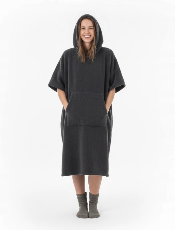 Ponczo Do Morsowania Z Kapturem Szybkoschnący Ręcznik Unisex Szary
