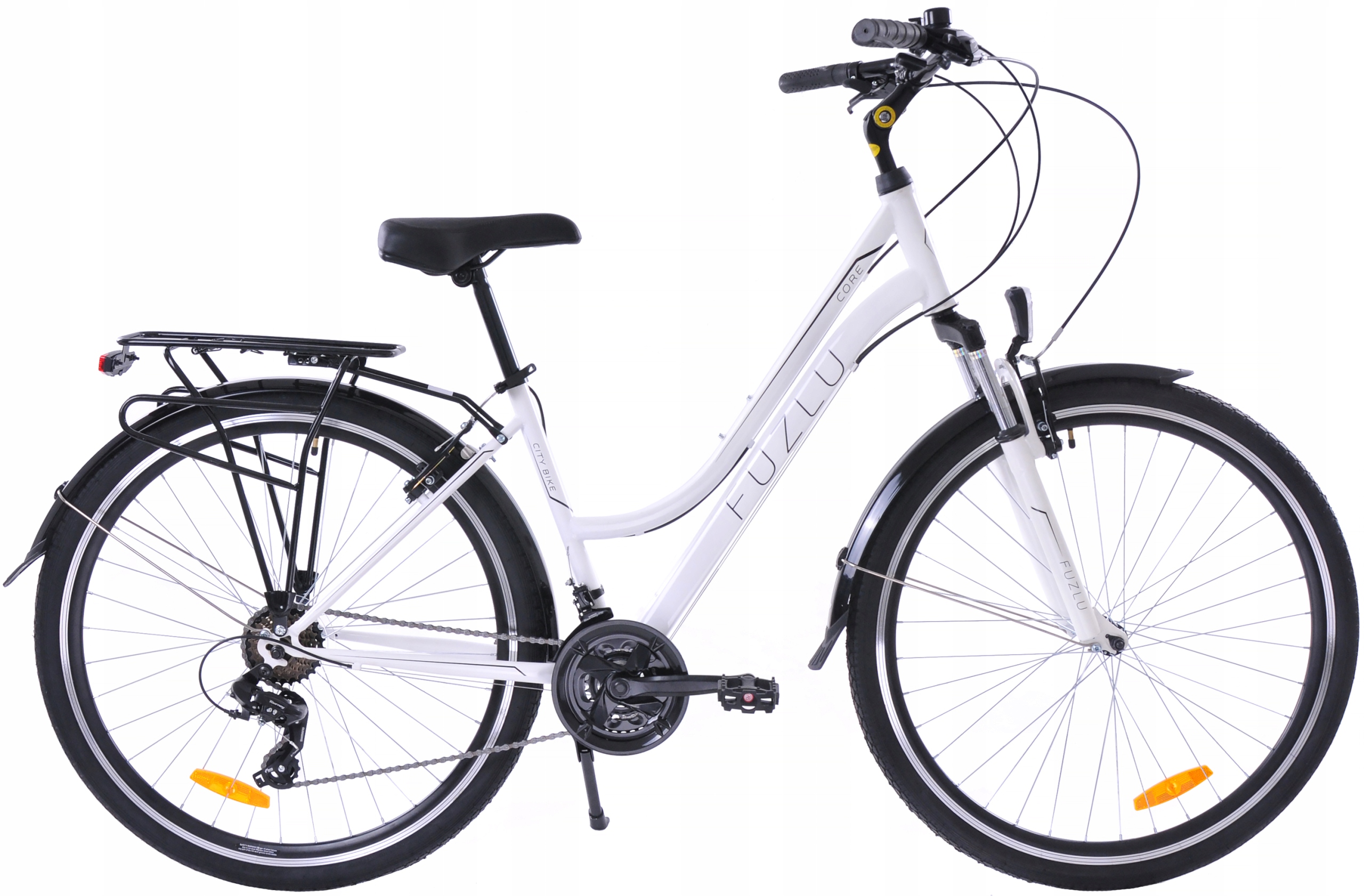 Rower trekkingowy damski 28 Fuzlu Core Lady (18'') biało-czarny połysk