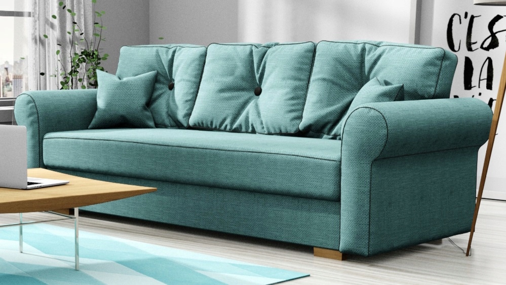 

Kanapa Lion Skandynawska Sofa Rozkładana Turkusowa