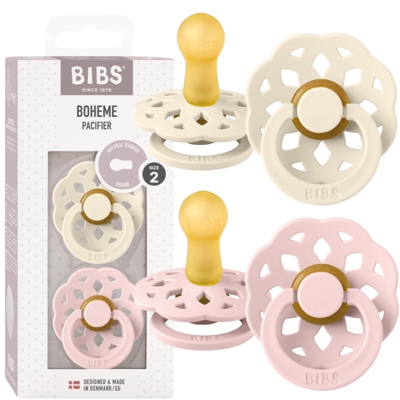BIBS Smoczek Uspokajający Kauczuk 6 m + BOHEME 2 pak M
