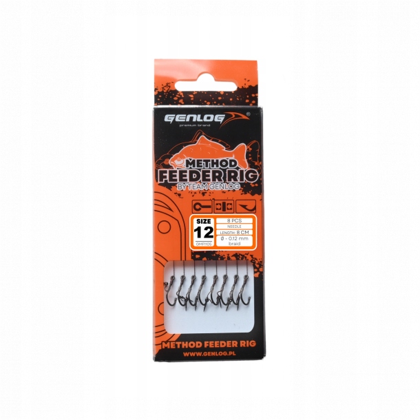 przypony do metody z bagnetem Genlog 10cm 8szt nr.12 żyłka 0,23mm