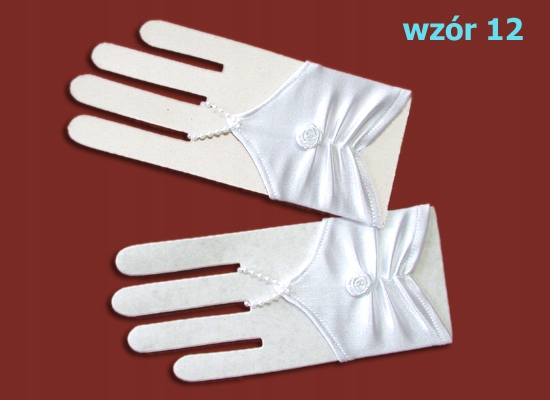 Krótkie Rękawiczki Komunijne bez Palców Z RÓŻĄ Rodzaj na jeden palec