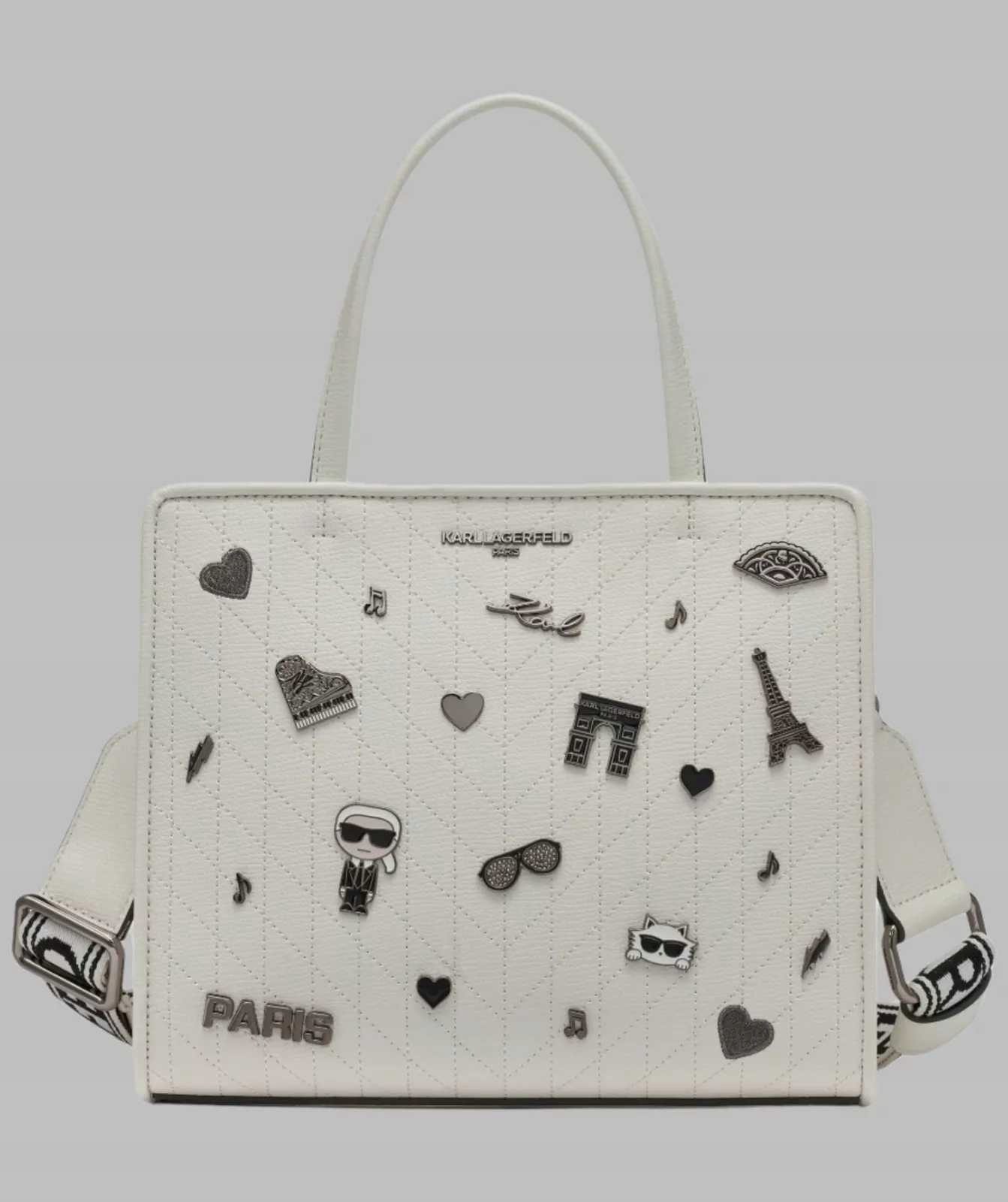 Karl Lagerfeld Paris dámská kabelka Maybelle bílá se zlatými detaily