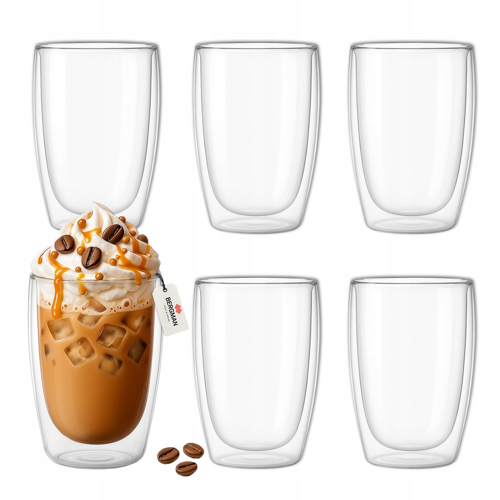 Termo sklenice 450ml sklo na kávu a čaj Velmi velká 6 Ks .