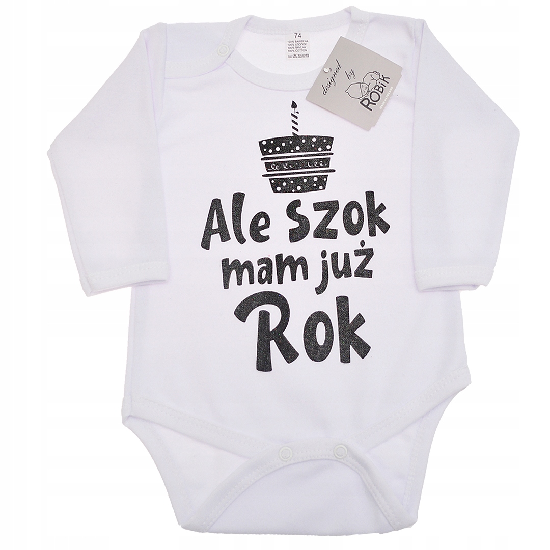 

Białe Body Ale Szok Mam Już Rok dł. ręk Robik r.74