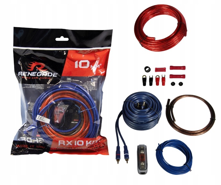 Renegade RX10KIT zestaw kabli do wzmacniacza 10 mm2