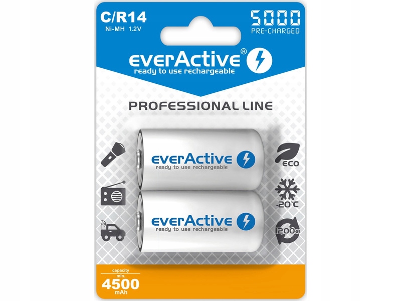 

Akumulatorki Everactive Ni-mh, LR14 C, 5000 Mah