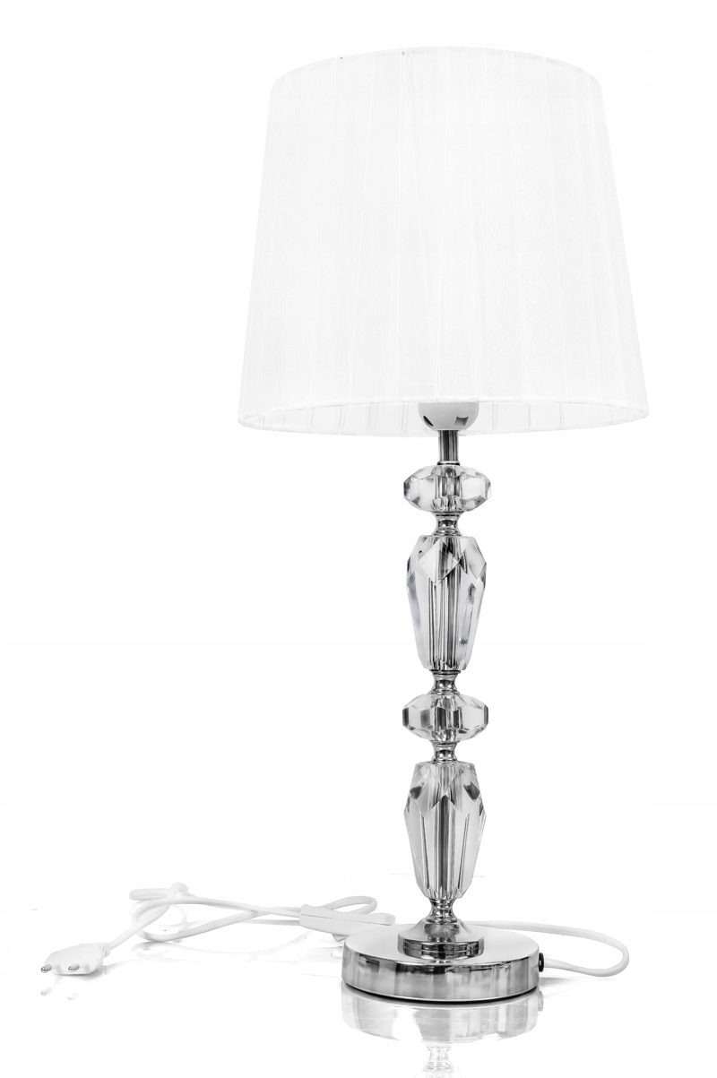 

Lampa stojąca stołowa glamour biała srebrna 55 cm