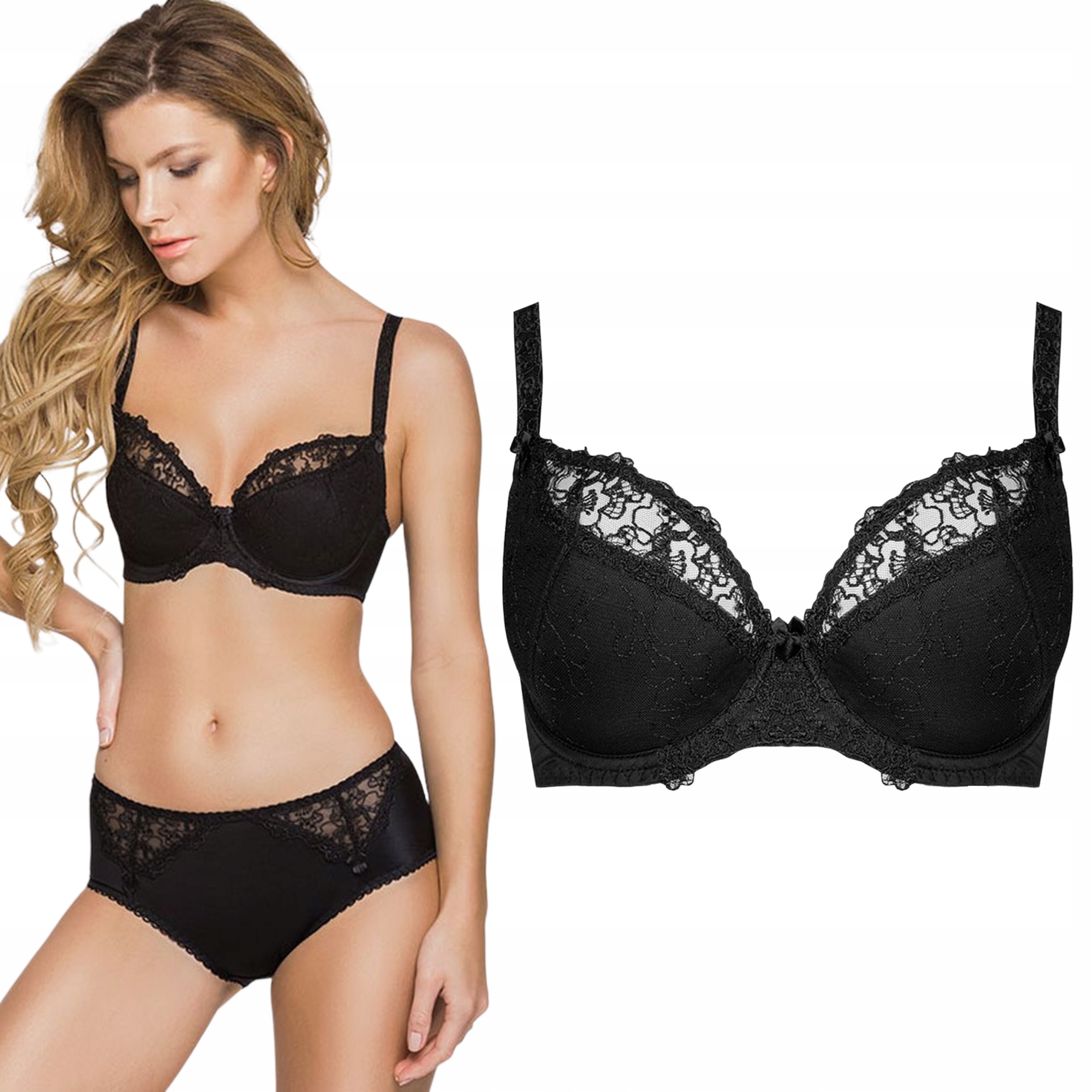 Dalia Emilia K24 semi soft czarny biustonosz półusztywniany 80F