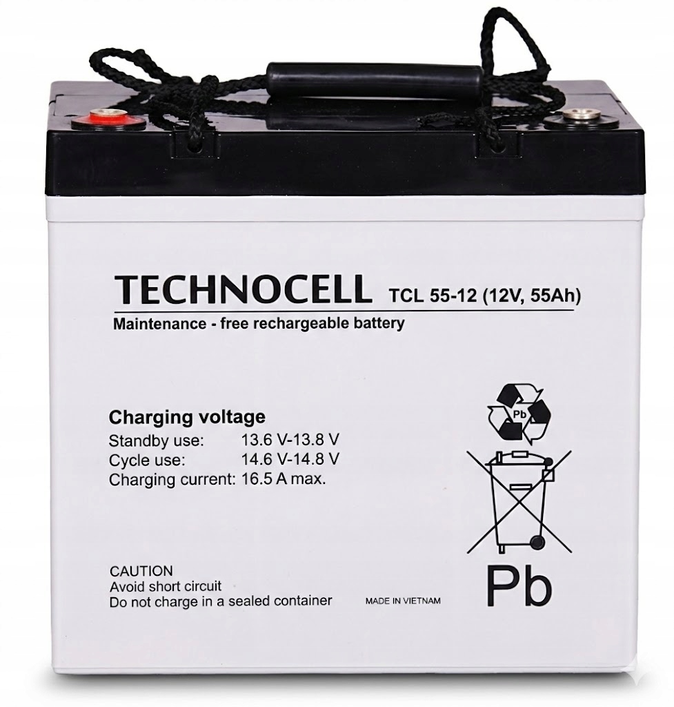 Szczelny akumulator Agm Technocell Tcl 12V 55Ah do zasilaczy buforowych Ups