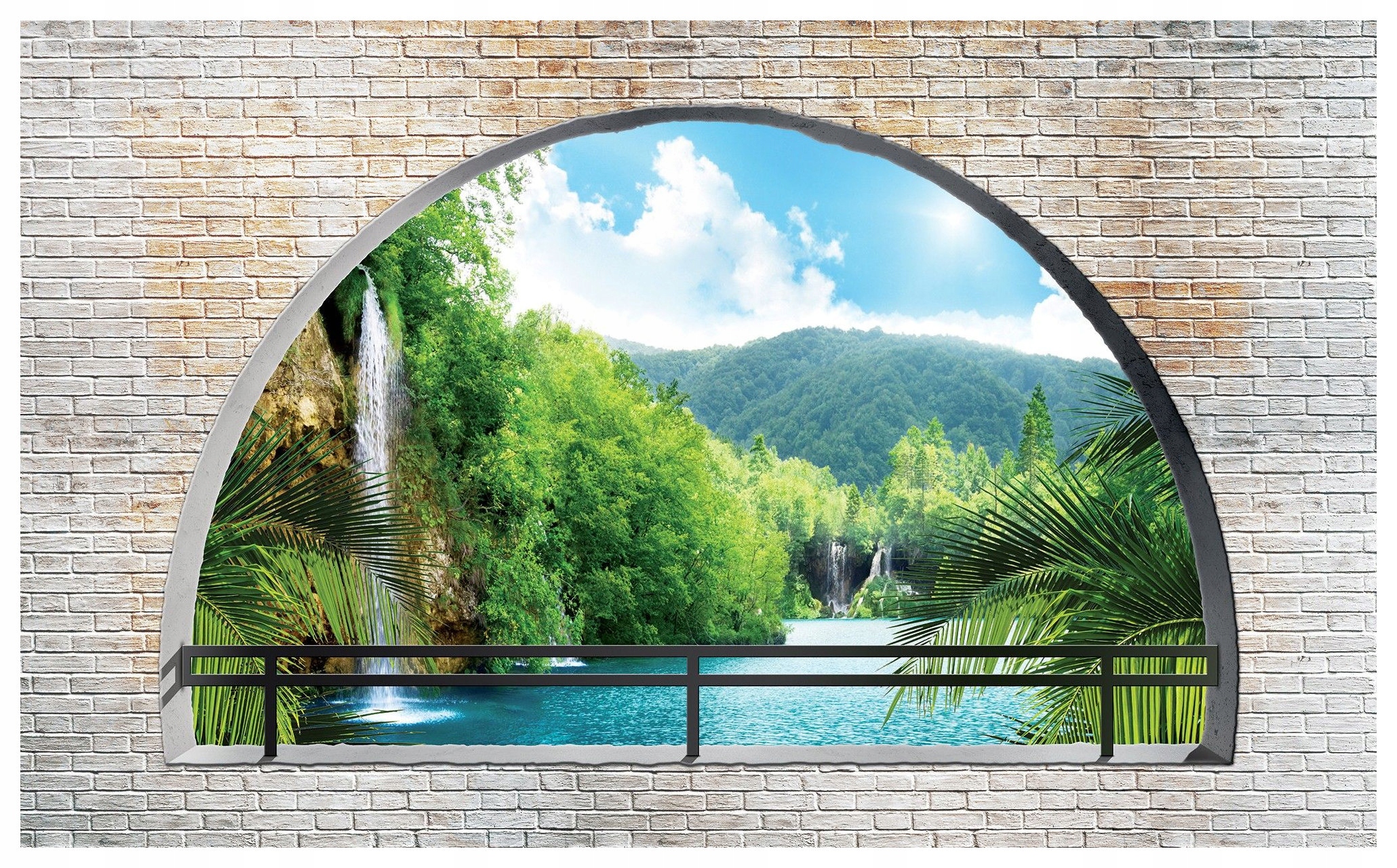 Fototapeta Vodopád Jezero Cihla Eden Oblouk Zeleň Nebe 254x184 lepidlo