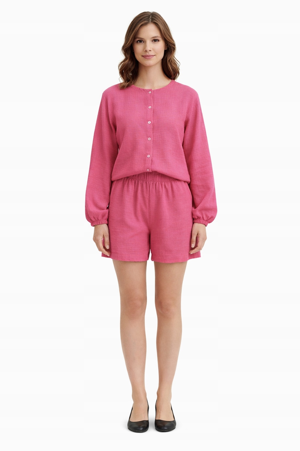 Růžový Komplet Dámské Košile A Krátkých Kraťasy M I4A