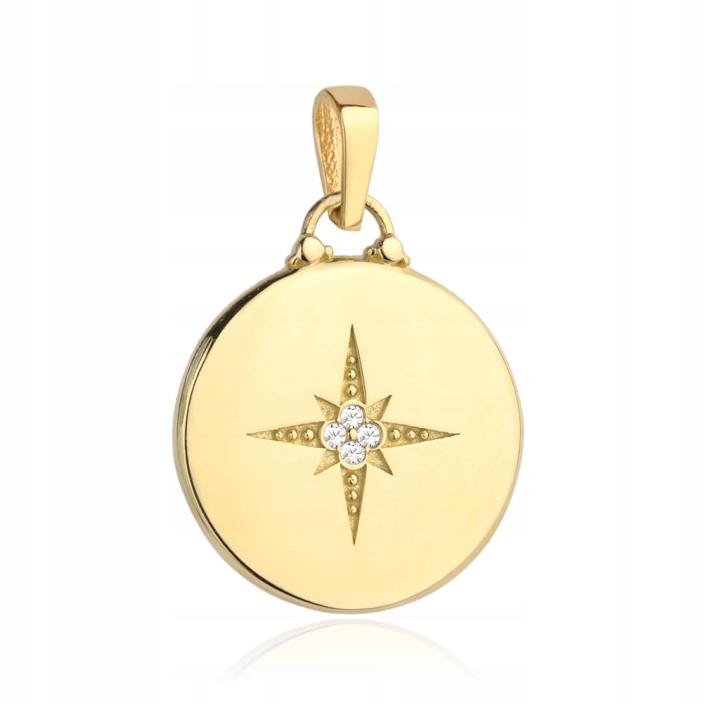 Přívěsek kulatý 585 s Hvězdou Severu kulatý Hvězdička kolečko 1.65 g