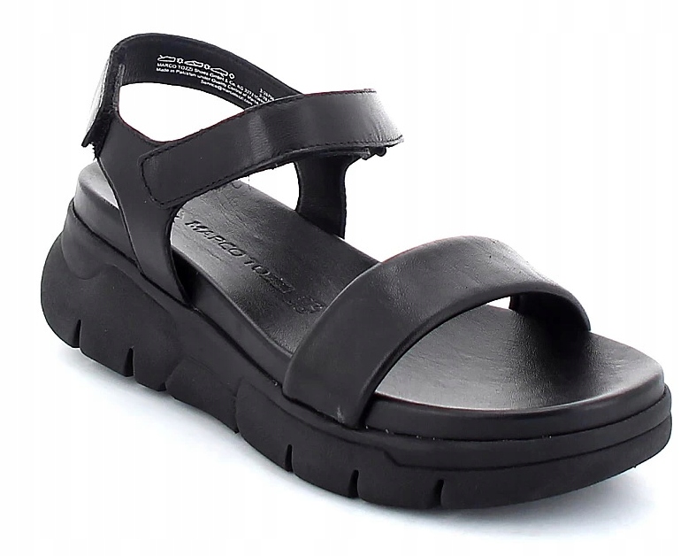 Marco Tozzi černé dámské sportovní sandály z kůže na platformě 37