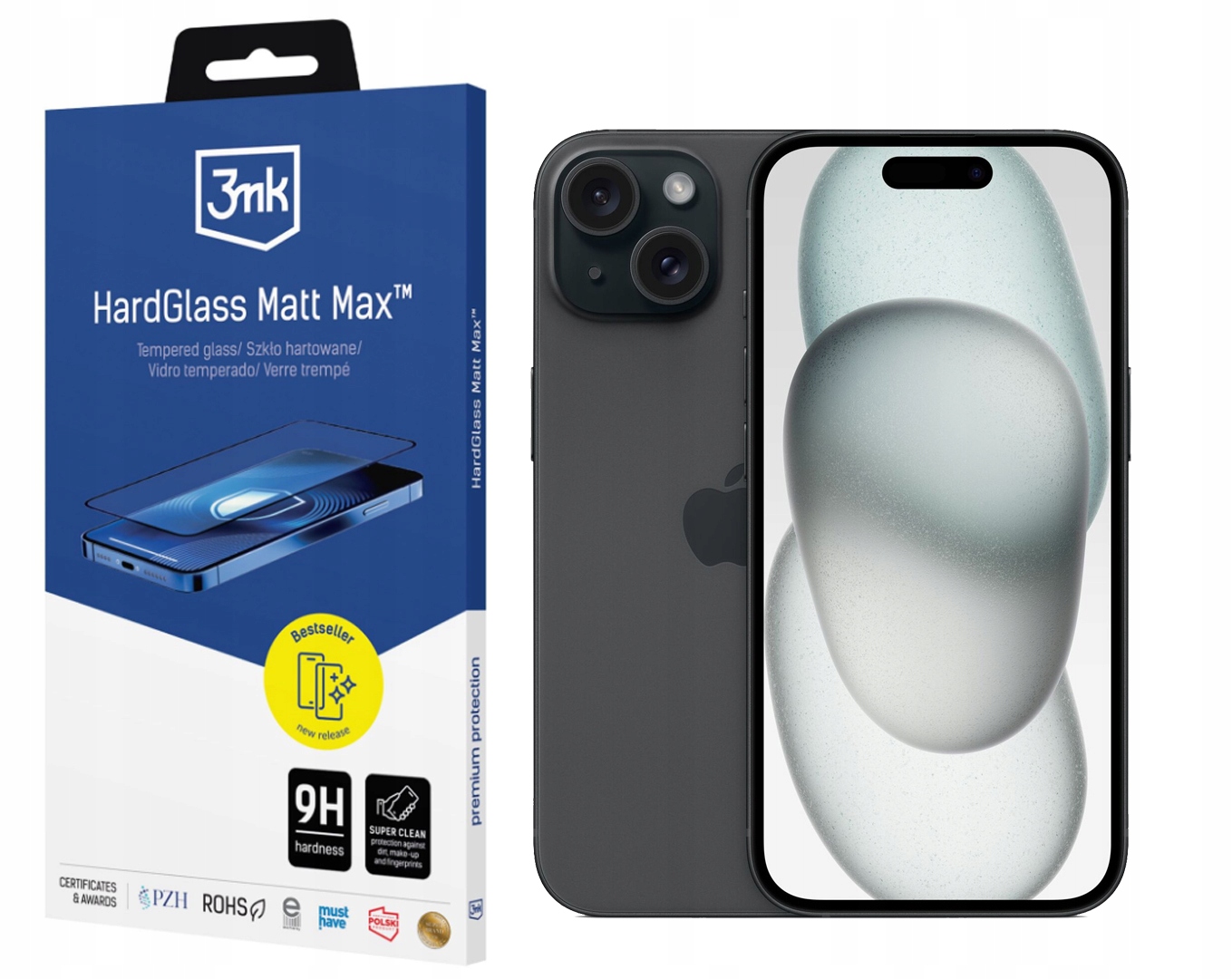 Tvrzené Sklo 3MK Hardglass Matt Max pro iPhone 15