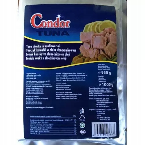 Condor tuňák kousky ve slunečnicovém oleji 1000g
