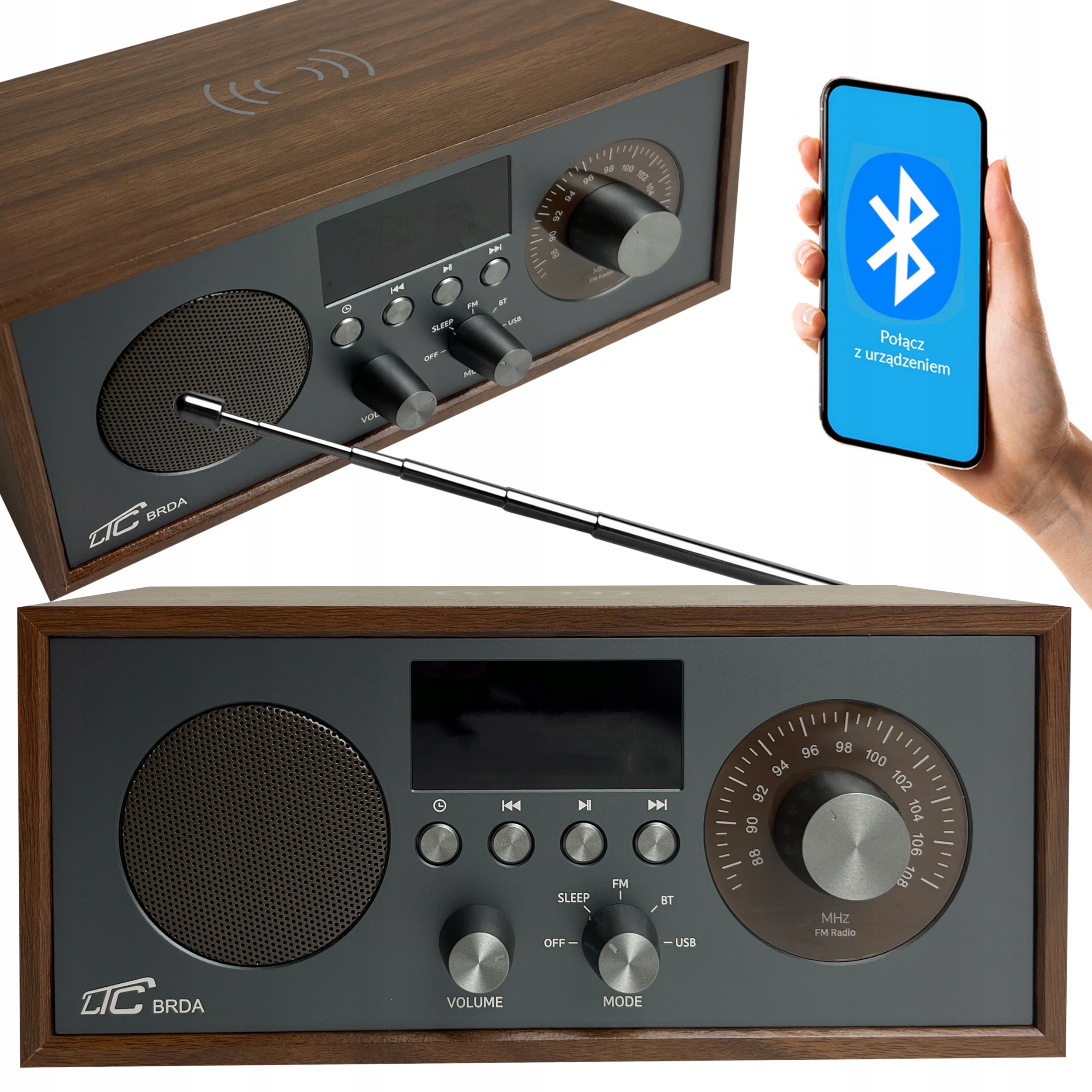 Výkonné Přenosné Rádio S Fm, Bluetooth, Usb, Do Kuchyně, Kanceláře Anténa