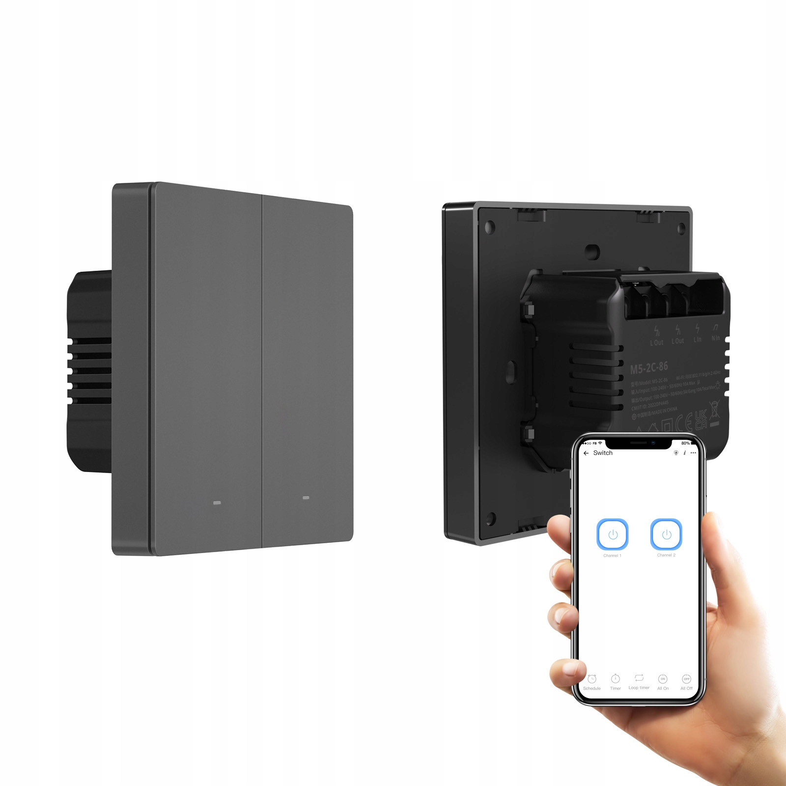 

Sonoff M5 Inteligentny wyłącznik ścienny Wifi 2CH