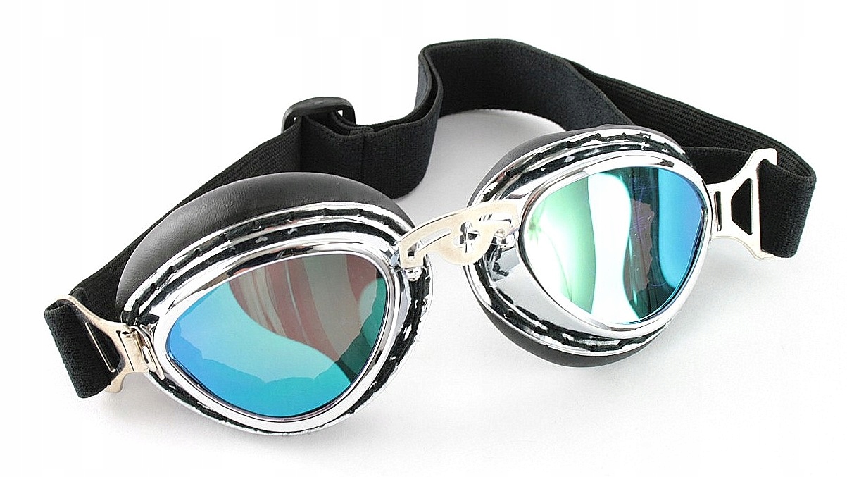 

Gogle motocyklowe chrom weteran chrom owal Klasyk