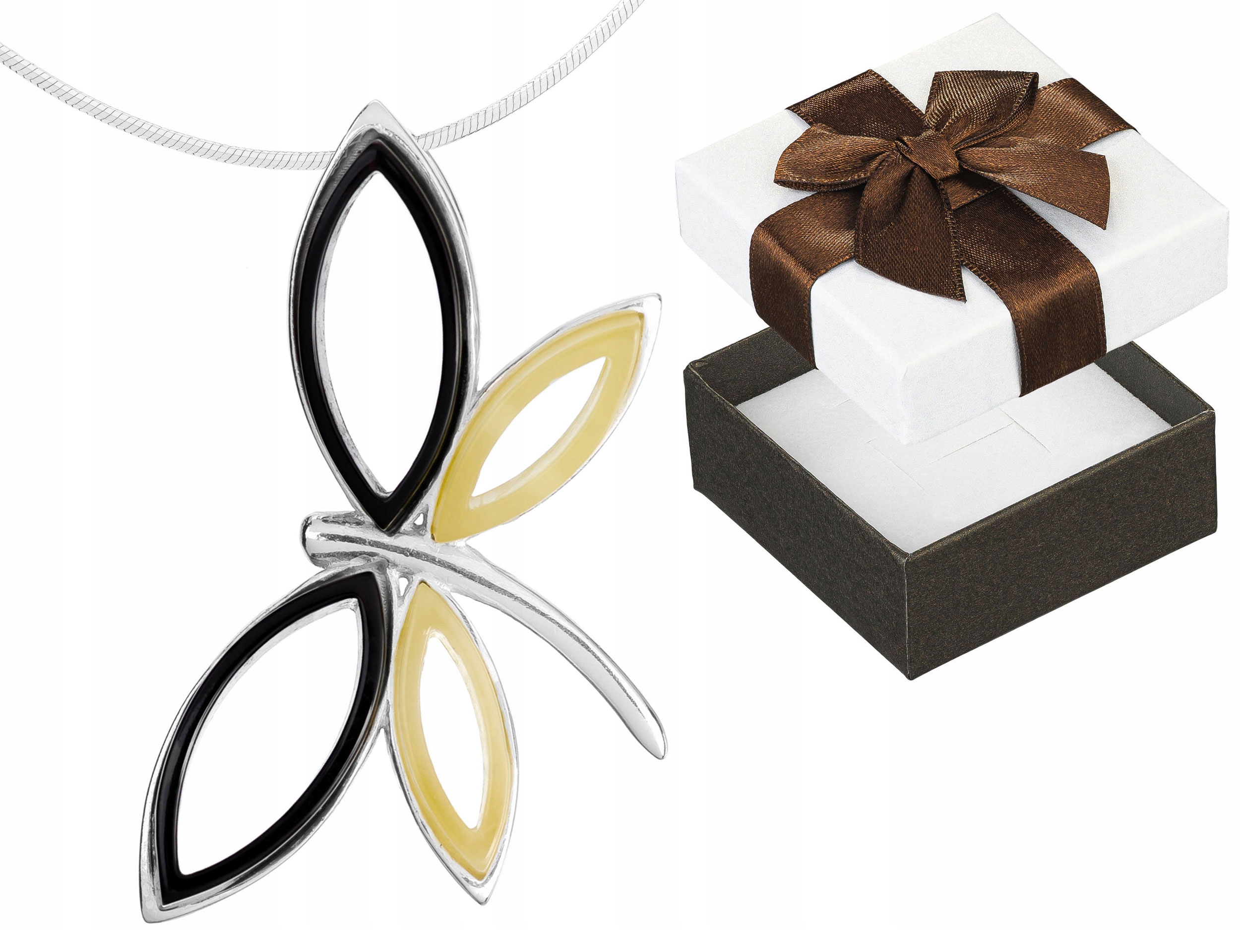 Velký stříbrný dámský náhrdelník s jantarem Vážka Jantar Krátký Choker 40