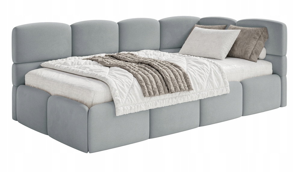 Postel pro mláděž 120 x 200 cm Cloudy šedá sametová pravá