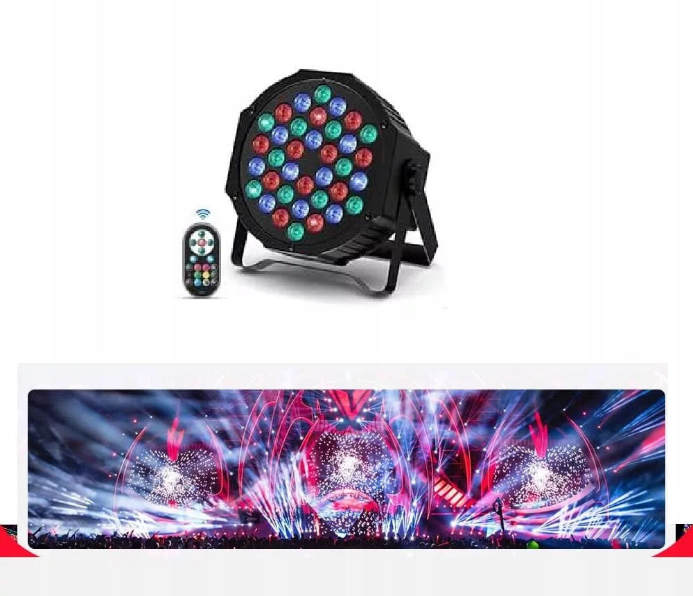 Oświetlenie Sceniczne RGB 4 reflektory z 36 diodami 5 trybów LED U`King
