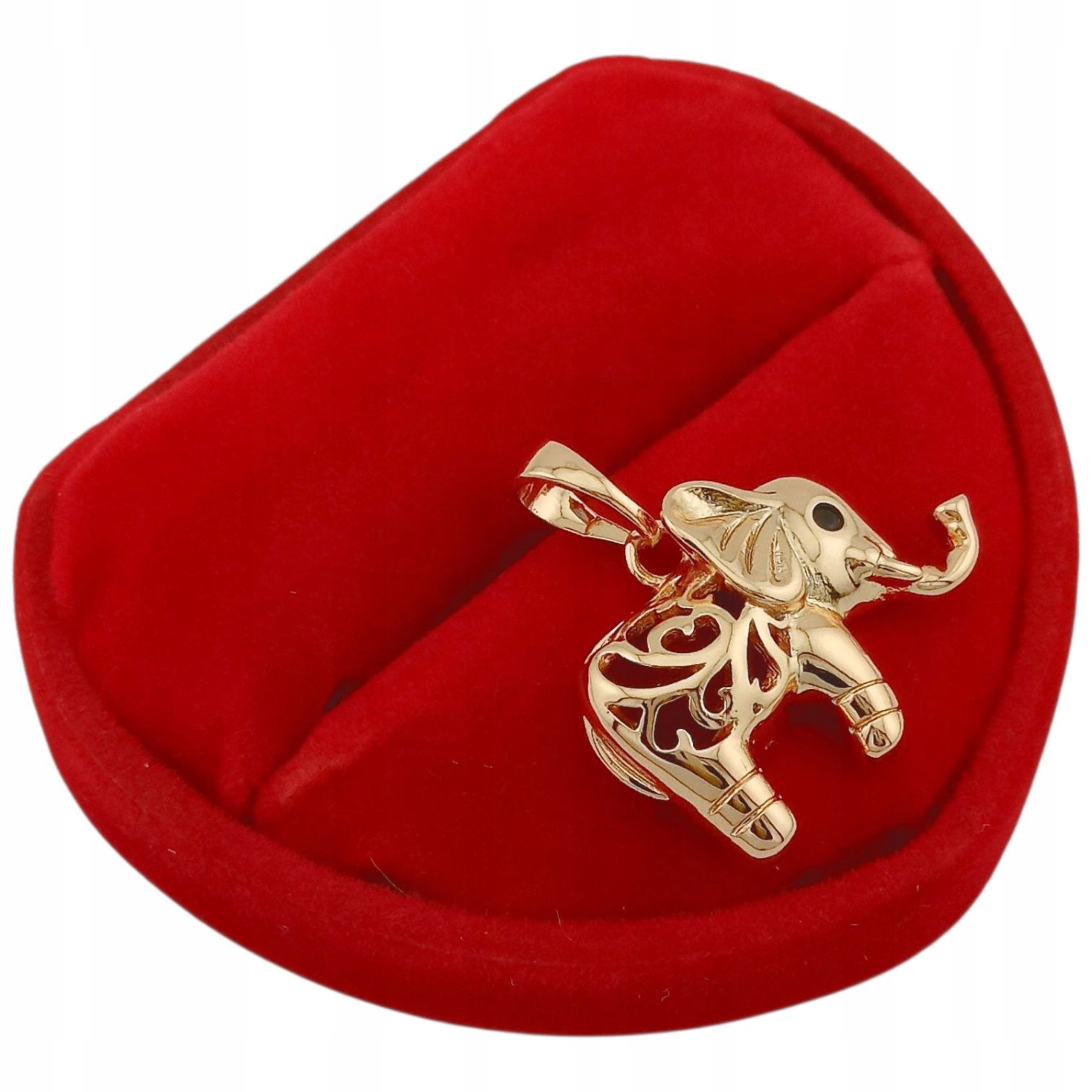 ZŁOTA ZAWIESZKA SŁOŃ Z CZARNYM OCZKIEM POZŁACANA 18K